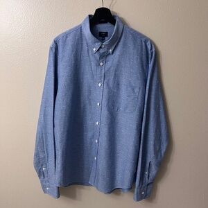 J.CREW Men Slim Fit Cotton Oxford Long Sleeve Button Up Shirt Embroidered Sz L